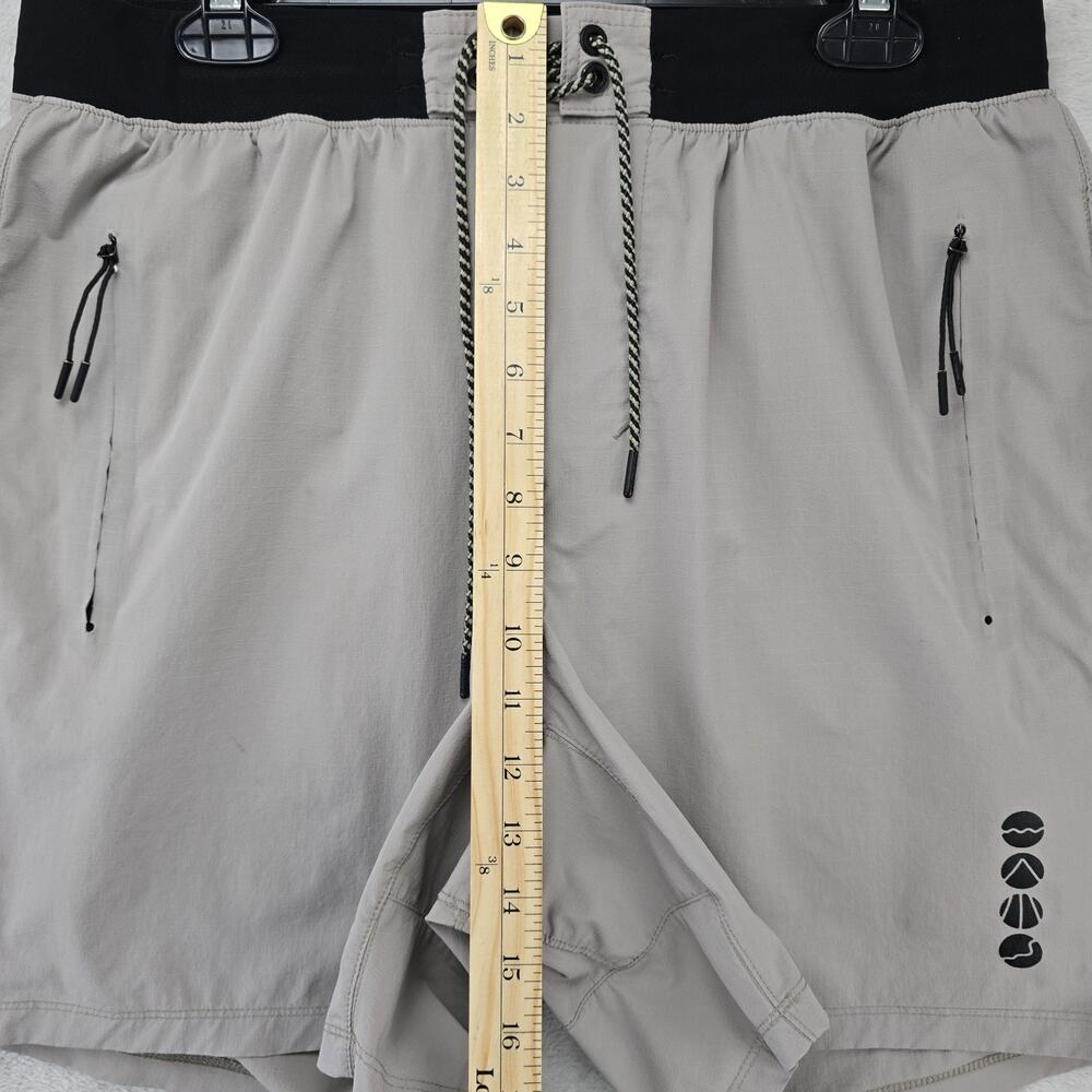 Bearded Goat Rambler Shorts Mens Large Beige Black Athletic Performance - Picture 13 of 14